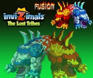 yapboz Fusion. Invizimals The Lost Tribes. Çok nadir yaratık, iki zıt, ısı ve soğuk Birliği'nden doğan